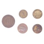 An 1832 Birmingham Union Copper Company one penny Conder token together with two F Tasker