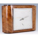 A Moderne aneroid barometer in oblong mahogany case, circa 1930s - 1950s, 19 cm x 27 cm