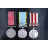 A Crimea Medal with Sebastopol clasp, Turkish Crimea Medal and Indian Mutiny Medal with Lucknow