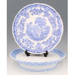Two items of Victorian blue and white ceramic, comprising a Wedgwood 'Marguerite' pattern low