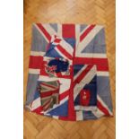 A group of Edwardian and later printed cotton Union Jack flags, etc, largest 128 x 115 cm