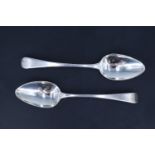 A pair of George III silver Old English pattern desert spoons, Peter and William Bateman, London,