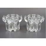 A pair of 1970s French Reims glass candle stands, 7.5 cm x 5.5 cm