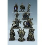 Ten diecast figurines including The Keeper of the Skulls, The Dragon Hunter, King Arthur, Lord of