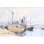 Lawrence Davidson, (late 20th Century, Cumbrian) "Aberdeen Harbour", watercolour, signed, in card