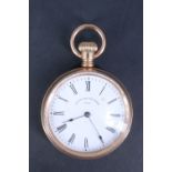 An American Waltham Watch Company gold plated fob watch, having a crown wound movement, blued