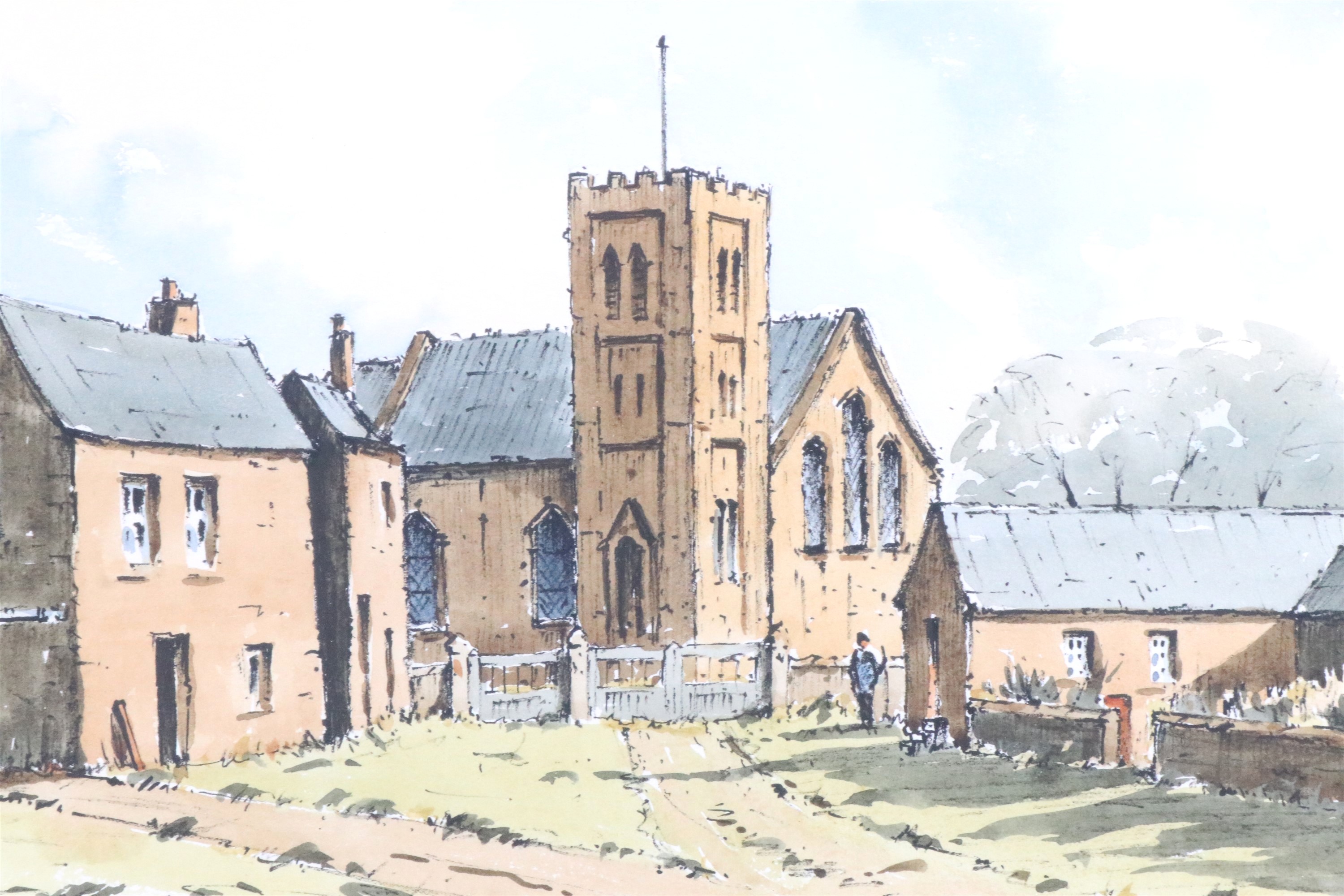 Lawrence Davidson, (late 20th Century, Cumbrian) "Cumrew Church", watercolour, signed, inscribed