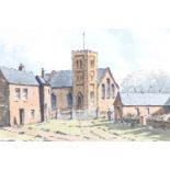 Lawrence Davidson, (late 20th Century, Cumbrian) "Cumrew Church", watercolour, signed, inscribed