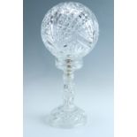 A vintage cut glass table lamp, having a globular shade, 46 cm, (small chips to interior shade and
