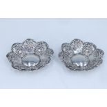 A pair of Victorian silver rococo influenced bon bon or similar dishes, James Deakin & Sons,