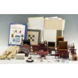 A group of vintage doll's house furniture and accessories together with a folder of "Your Dream