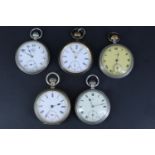 Five late 19th / early 20th Century pocket watches, (a/f)