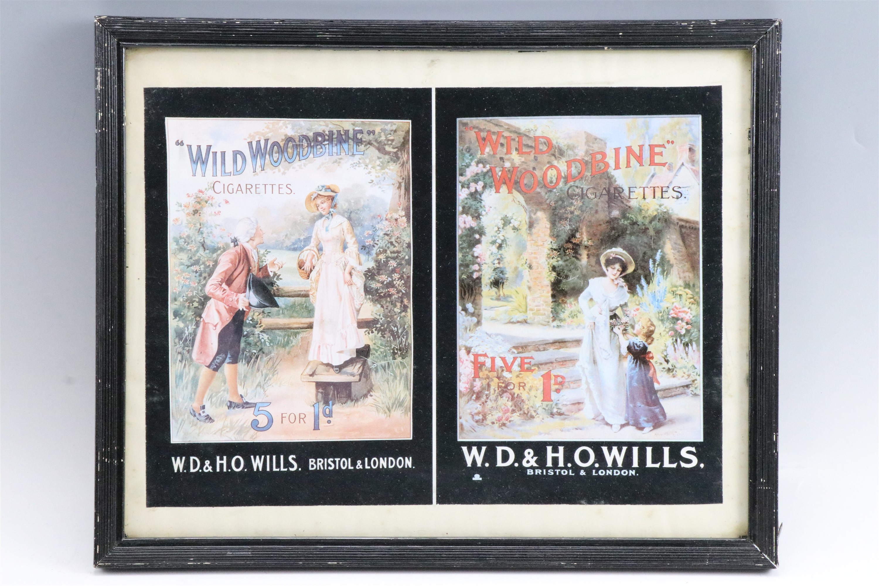 A WD & HO Wills advertising print for "Wild Woodbine" cigarettes, in ebonised frame under glass, - Image 2 of 2