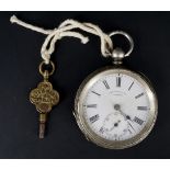 A Victorian white-metal fob watch by Thomas Russell & Son of Liverpool, 38 mm excluding crown and