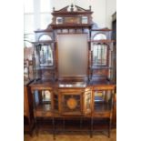 A late 19th Century elaborate inlaid and mirror-backed rosewood display cabinet by Collinge & Co