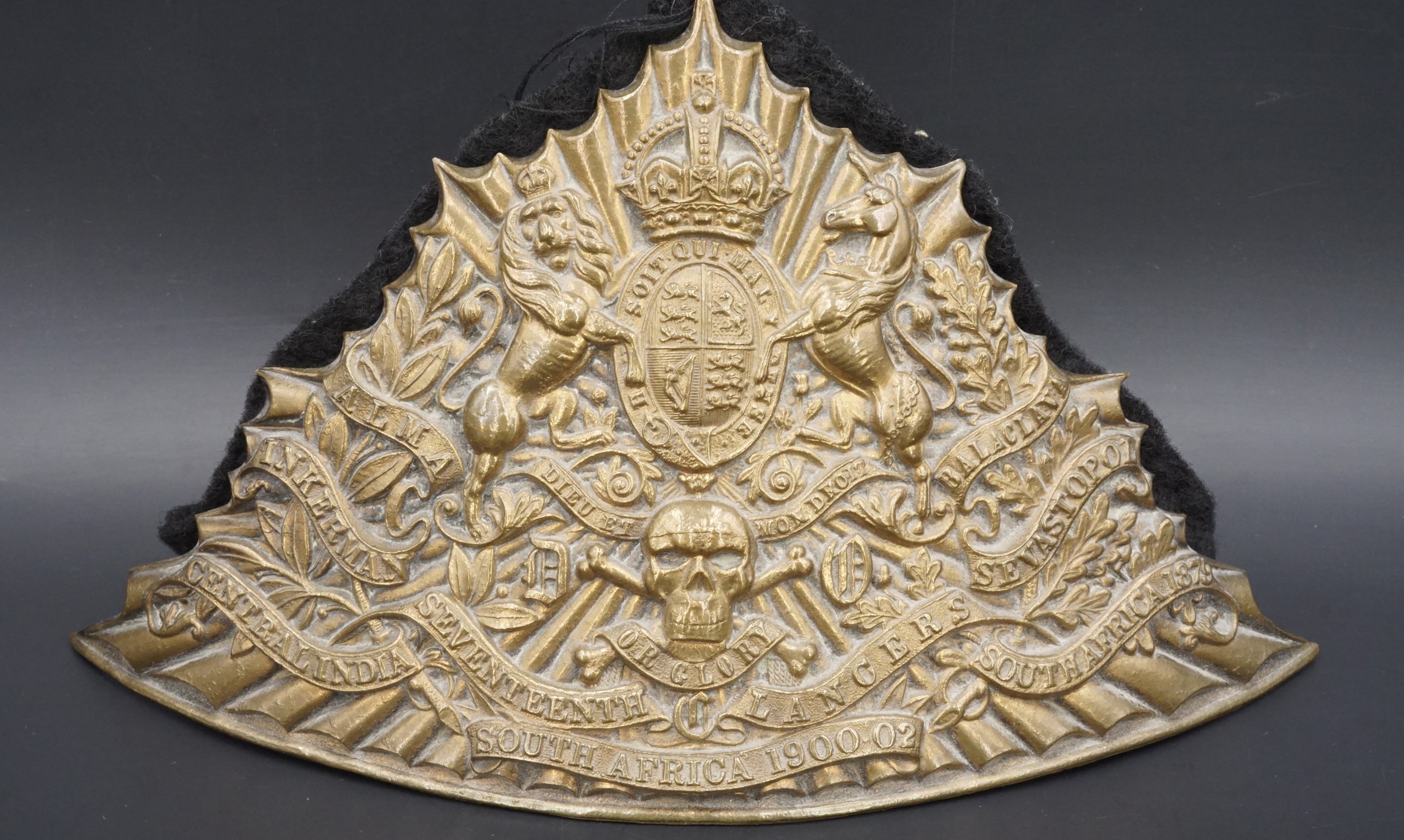 A post-1901 Seventeenth Lancers other ranks' helmet plate