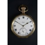 A mid 20th Century gold plated Limit pocket watch, having a Swiss lever escapement, a white dial