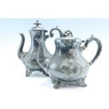 Two Victorian EPBM teapots by James Deakin & Sons Ltd, tallest 23 cm