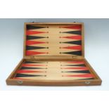 A vintage folding backgammon board, 45.5 x 38.5 x 2.5 cm