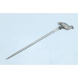 A silver plated meat skewer having a grouse terminal, 23 cm