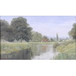 Alistair Makinson (Contemporary) "A Quite Day on the Thames, near Oxford", a tranquil riverscape