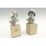 A pair of busts respectively of a German Third Reich Luftwaffe and a German army soldier, silver