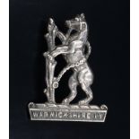 An Edwardian Warwickshire Imperial Yeomanry officer's silver cap badge, KVJ, Birmingham, date letter