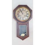 A late 19th Century Ansonia mahogany drop-dial wall clock, 90 cm