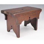 A Victorian child's / miniature mahogany stool or creepie, 24 cm x 13 cm x 15 cm