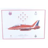 [ The Red Arrows ] A study of the HawkT1A XX264 aircraft signed by pilots of the Royal Air Force