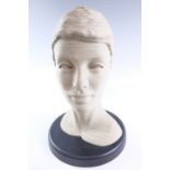 A life-sized female bust modelled using lamellae of profiled card, 37 cm