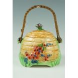 A Royal Winton Grimwades swing handled beehive biscuit barrel, circa 1930s - 1950s, 16 cm
