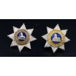 A pair of Lincolnshire Regiment officer's dress collar badges, in gilt and white metal with blue