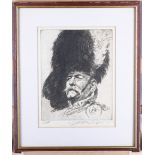 Joseph Simpson RBA, (1879-1939) "Jock", study of a Highland soldier wearing feather bonnet,