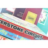 A quantity of vintage games including Scrabble, Monopoly, Tufty Road Safety Game, Football Game,