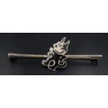 A mid to late 20th Century 'Julius Cat' enamelled white metal bar brooch, marked 'Sterling