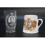 A royal commemorative 1937 coronation glass together with a mug, former 11.5 cm