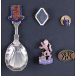 Three Home Front and other enamelled lapel badges, including 'For Home and Country', 'Empire