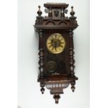An early-to-mid 20th Century Vienna wall clock, having a two train spring movement, 87 cm, (a/f)