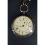 A Victorian silver "centre seconds chronograph" pocket watch, having an un-attributed lever movement