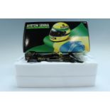 A boxed Minichamps Ayrton Senna Racing Car Collection diecast model of a 1985 Lotus Renault 97T