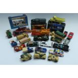 A group of Corgi, Dinky, Matchbox and other diecast vehicles, including a Dinky Fork Lift Truck, a