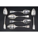 A set of six silver George III fiddle pattern table spoons, William Eley I & William Fearn,