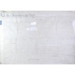 Two George III vellum parchment indentures, uniformly framed under glass, 93 cm x 68 cm overall