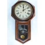 An early 20th Century American Ansonia walnut drop dial clock / regulator, 44 x 12 x 81 cm
