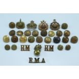 A group of Royal Marines badges etc