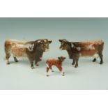 A Beswick shorthorn family, comprising 'Ch. Gwersylt, Lord Oxford 74th' 'Ch Eaton, Wild Eyes
