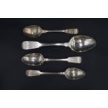 A William IV silver fiddle pattern dessert spoon, William Bateman I, London, 1824, together with