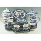 A large quantity of Churchill and other Willow pattern tea and dinnerware, over 50 items