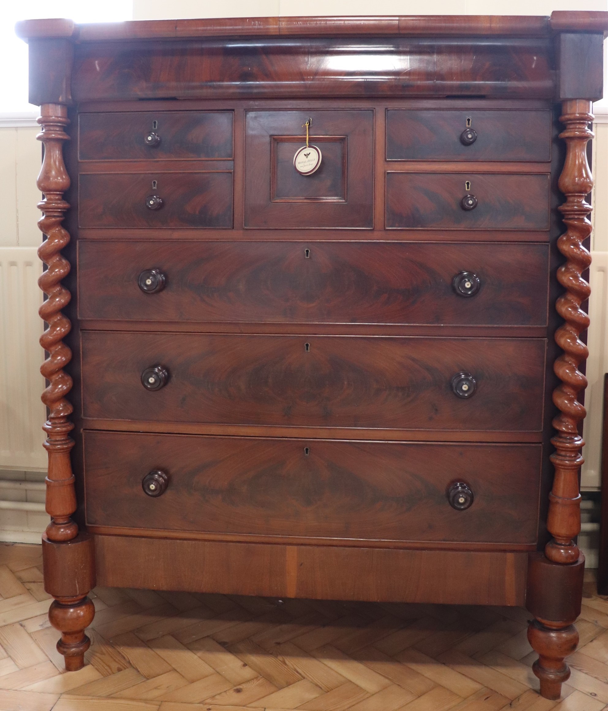 A Victorian mahogany Scotch chest, 123.5 x 57 x 146 cm